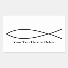 Jouw tekst/Kleur Zwart Ichthys Christelijk Vis Jes Rechthoekige Sticker