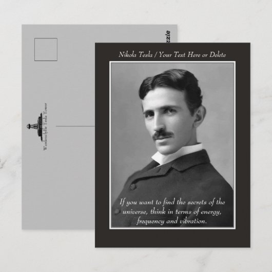 Jouw tekst/kleureninventarisatie Nikola Tesla Foto Briefkaart (Voorkant / Achterkant)
