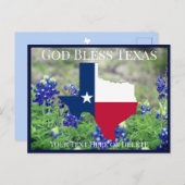 Jouw tekst/Kleurenloze Texas Flag & Bluebonnets Briefkaart (Voorkant / Achterkant)
