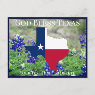 Jouw tekst/Kleurenloze Texas Flag & Bluebonnets Briefkaart