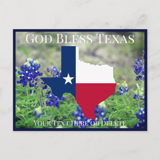Jouw tekst/Kleurenloze Texas Flag & Bluebonnets Briefkaart (Voorkant)