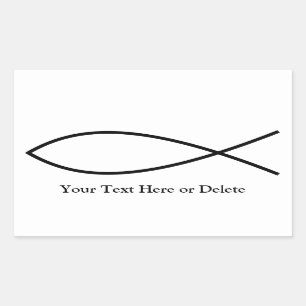 jouw tekst/Kleurenzwart Ichthys Christelijke vis J Rechthoekige Sticker