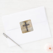 Jouw tekst Kruis Jezus Kroon Verstoorde thorns Vierkante Sticker (Envelop)