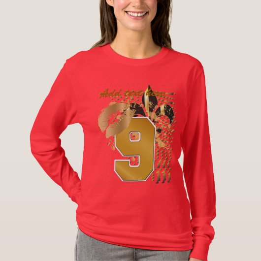 Jouw tekst/kus/harten/fleur de lis aanpassen t-shirt (Voorkant)