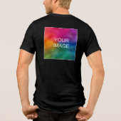 Jouw tekst Logo Mannen Dubbelzijdige Print Solid B Tri-Blend Shirt (Achterkant)