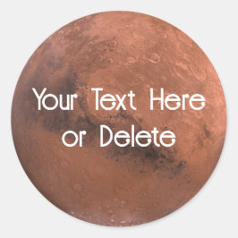 Jouw tekst Mars Rode Planeet Zonnestelsel Ruimte Ronde Sticker