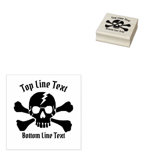 Jouw tekst met een Crossbones DJ Skull Design Rubberstempel (Gestempeld)