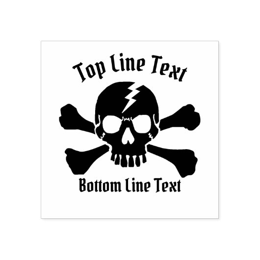 Jouw tekst met een Crossbones DJ Skull Design Rubberstempel (Afrduk)