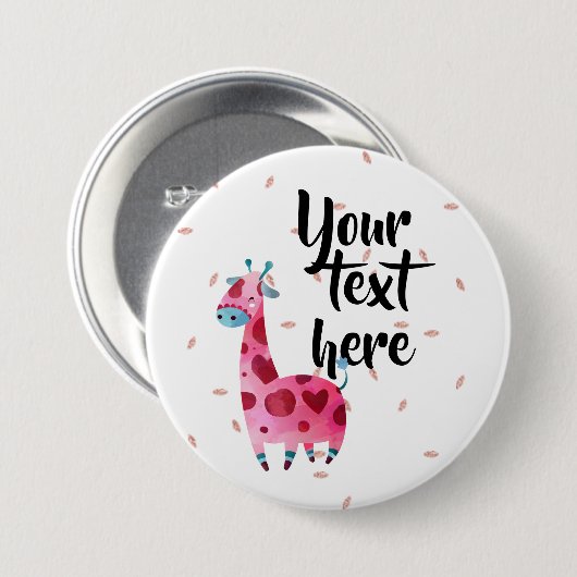 jouw tekst met giraf ronde button 7,6 cm (Voorkant /achterkant)
