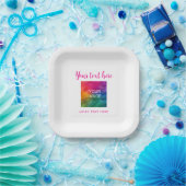 Jouw tekst Naam Afbeelding Afbeelding Hier Roze &  Papieren Bordje (Feest)