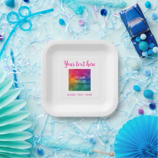 Jouw tekst Naam Afbeelding Afbeelding Hier Roze &  Papieren Bordje (Feest)