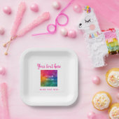 Jouw tekst Naam Afbeelding Afbeelding Hier Roze &  Papieren Bordje (Feest)