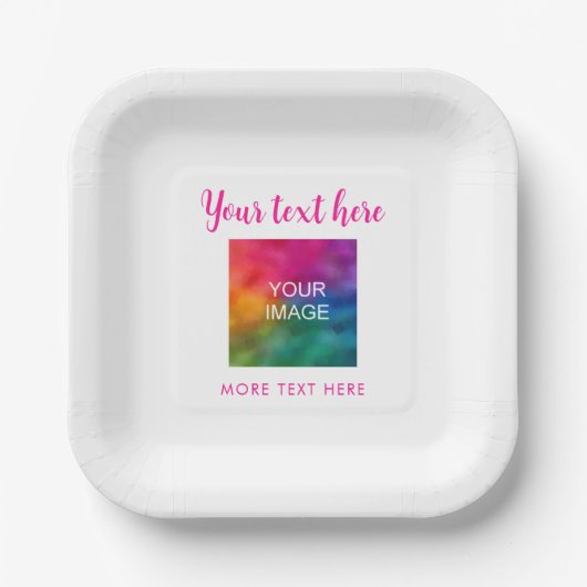 Jouw tekst Naam Afbeelding Afbeelding Hier Roze &  Papieren Bordje (Voorkant)