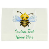 Jouw tekst naam Baby Gift Bag met Cute Queen Bee Groot Cadeauzakje (Achterkant)