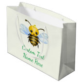 Jouw tekst naam Baby Gift Bag met Cute Queen Bee Groot Cadeauzakje (Achterkant Gekanteld)