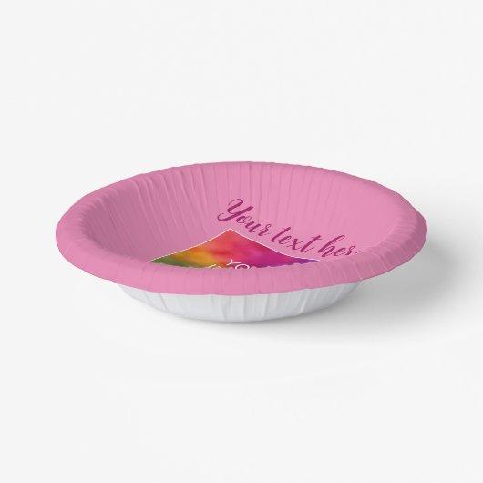 Jouw tekst Naam Foto Afbeelding Script Roze Sjablo Papieren Kommen (Gebogen)