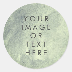 Jouw tekst of logo aquarel zacht groen ronde sticker