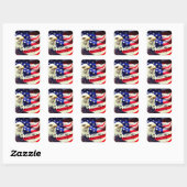 Jouw tekst Old Glory & Bald Eagle USA Flag Patriot Vierkante Sticker (Vel)