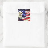 Jouw tekst Old Glory & Bald Eagle USA Flag Patriot Vierkante Sticker (Tas)