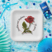 Jouw tekst - One Red Rose - Romantische bloemenfot Papieren Bordje (Feest)