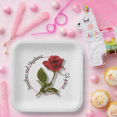 Jouw tekst - One Red Rose - Romantische bloemenfot Papieren Bordje (Feest)