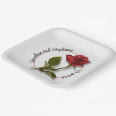 Jouw tekst - One Red Rose - Romantische bloemenfot Papieren Bordje (Gebogen)