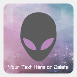 Jouw tekst/oogkleur buitenaards hoofd Schattigee P Vierkante Sticker