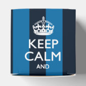 Jouw tekst op "Keep Calm Blue Stripes" Bedankdoosjes (Bovenkant)