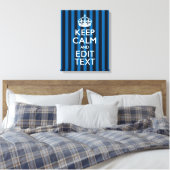 Jouw tekst op "Keep Calm Blue Stripes" Canvas Afdruk (Insitu (Slaapkamer))
