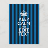 Jouw tekst op "Keep Calm Blue Stripes"-decor Briefkaart (Voorkant)