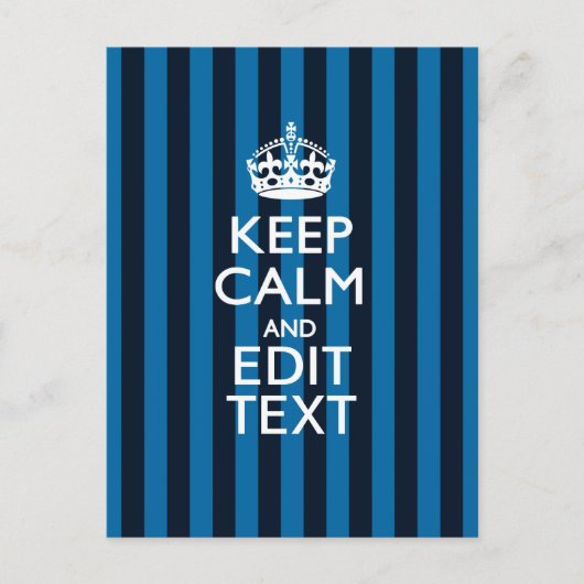 Jouw tekst op "Keep Calm Blue Stripes"-decor Briefkaart (Voorkant)