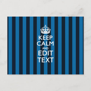Jouw tekst op "Keep Calm Blue Stripes"-decor Briefkaart