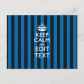 Jouw tekst op "Keep Calm Blue Stripes"-decor Briefkaart (Voorkant)