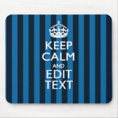 Jouw tekst op "Keep Calm Blue Stripes"-decor Muismat (Voorkant)