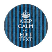 Jouw tekst op "Keep Calm Blue Stripes"-decor Snijplank (Voorkant)