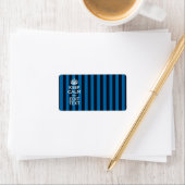 Jouw tekst op "Keep Calm Blue Stripes" Etiket (Insitu)