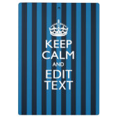 Jouw tekst op "Keep Calm Blue Stripes" Klembord (Achterkant)