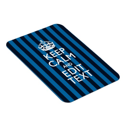 Jouw tekst op "Keep Calm Blue Stripes" Magneet (Rechterzijde)