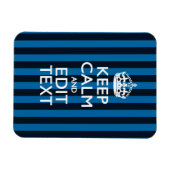 Jouw tekst op "Keep Calm Blue Stripes" Magneet (Horizontaal)