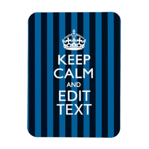 Jouw tekst op "Keep Calm Blue Stripes" Magneet