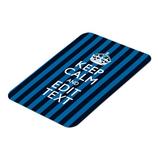 Jouw tekst op "Keep Calm Blue Stripes" Magneet (Linkerzijde)