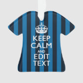 Jouw tekst op "Keep Calm Blue Stripes" Ornament (voorkant)