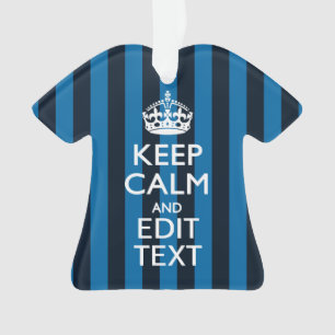 Jouw tekst op "Keep Calm Blue Stripes" Ornament