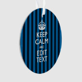 Jouw tekst op "Keep Calm Blue Stripes" Ornament (voorkant)