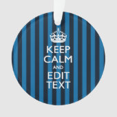 Jouw tekst op "Keep Calm Blue Stripes" Ornament (voorkant)