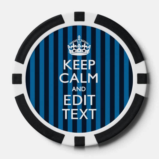 Jouw tekst op "Keep Calm Blue Stripes" Poker Chips (Voorkant)