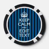 Jouw tekst op "Keep Calm Blue Stripes" Poker Chips (Achterkant)