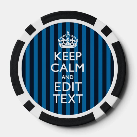 Jouw tekst op "Keep Calm Blue Stripes" Poker Chips (Achterkant)
