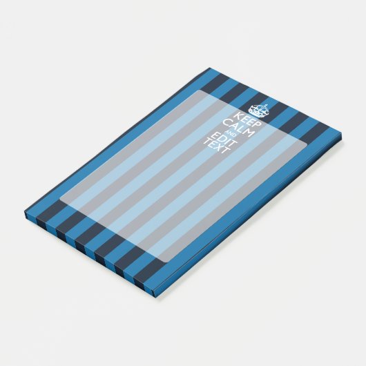 Jouw tekst op "Keep Calm Blue Stripes" Post-it® Notes (Schuin)