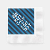 Jouw tekst op "Keep Calm Blue Stripes" Servet (Voorkant)